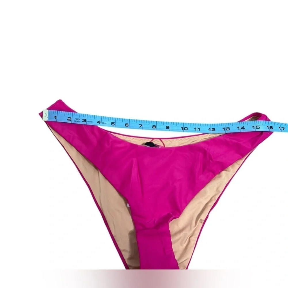 J. Crew Hot Pink Curved-Waist Cheeky Bikini Bottom Women’s Sz Large BC125 NWT